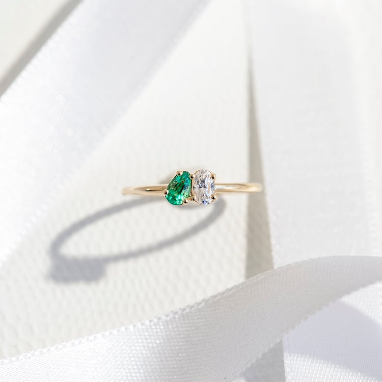 Toi et moi Verlobungsring mit Smaragd und Moissanit Philip 110266