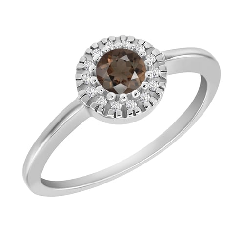 Goldring mit Rauchquarz und Diamanten Tafne