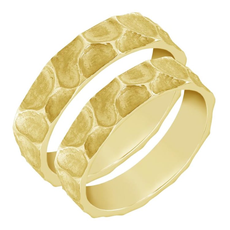 Eheringe aus Gold mit unregelmäßiger Struktur Elias 52878
