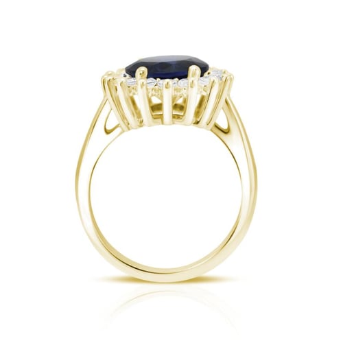 Goldener Ring mit blauem Saphir und Diamanten Tubiah