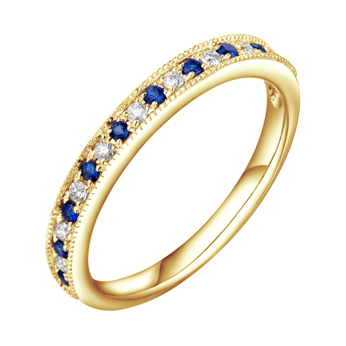 Goldener Memoire Ring mit Diamanten und Saphiren Deniece 86487
