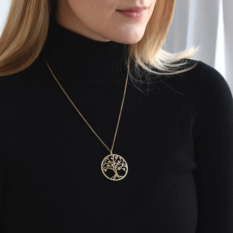 Silberne Rhodolith-Anhänger in Form des Baum des Lebens Byrd 72598