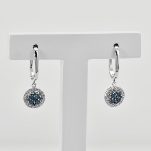 Glänzende Goldohrhänger mit blauen Diamanten Manoeta
