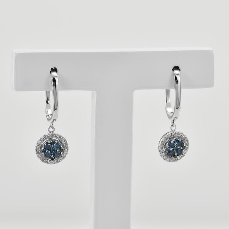 Glänzende Goldohrhänger mit blauen Diamanten Manoeta 39167