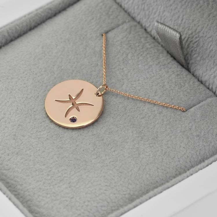 Anhänger Fische Sternzeichen und Amethyst in Eppi-Geschenkbox 41555