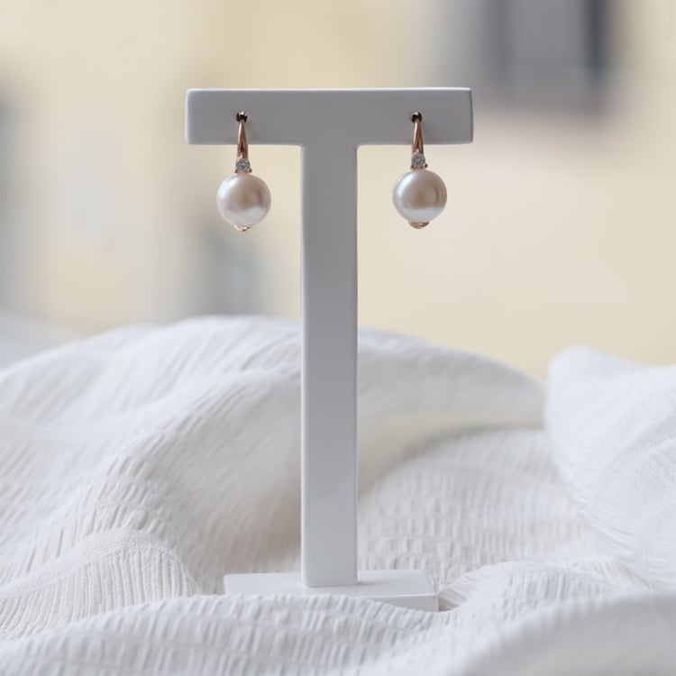 Vergoldete Hängeohrringe mit Perlen und Zirkonia Lauretta 65327