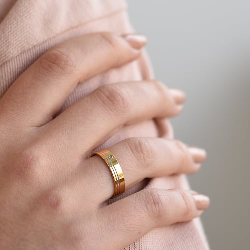 Zweifarbige Eheringe aus Gold mit Diamant Lonnell