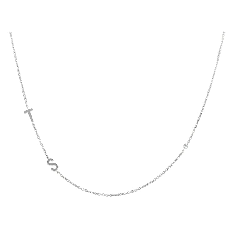 Halskette mit zwei Buchstaben Ihrer Wahl und Diamanten Lupe 145469