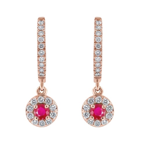 Wunderschöne silberne Ohrringe mit Rubinen und Lab Grown Diamanten Donna