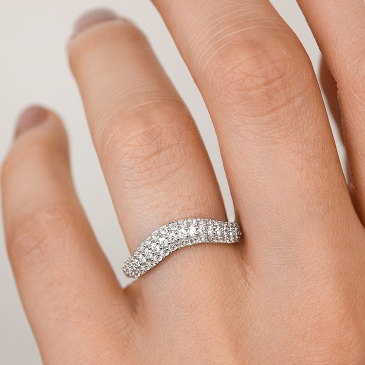 Gewellter halber Eternityring aus Silber mit Diamanten Sven 160673