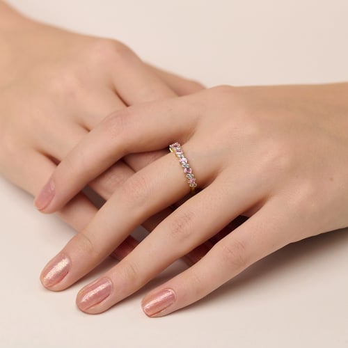 Half-Eternity-Ring aus Gold mit rosa Turmalinen und Lab Grown Diamanten Jamil