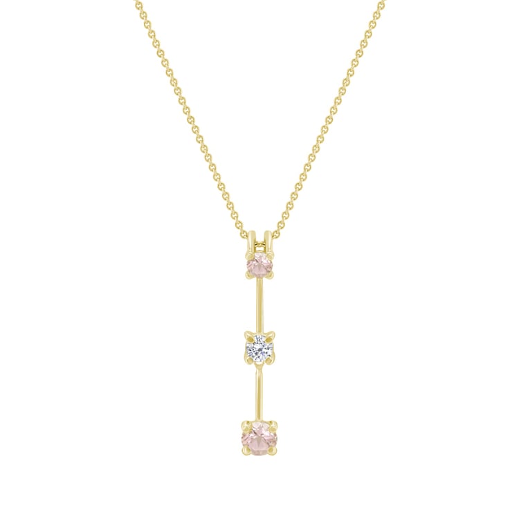 Goldene Anhänger Vergangenheit-Gegenwart-Zukunft mit Morganiten und Topas 37821