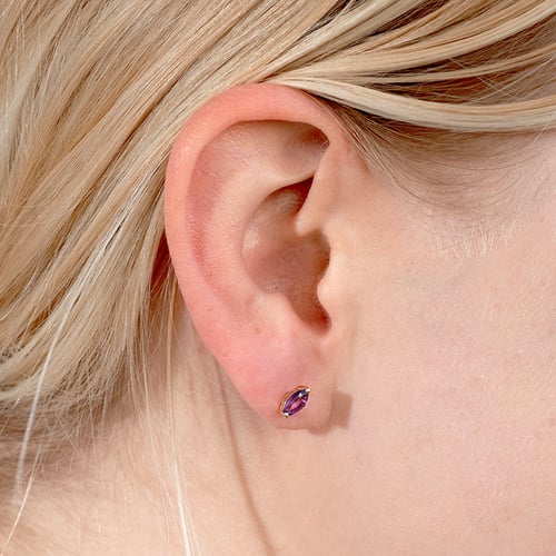 Minimalistische silberne Ohrringe mit Amethysten Andine