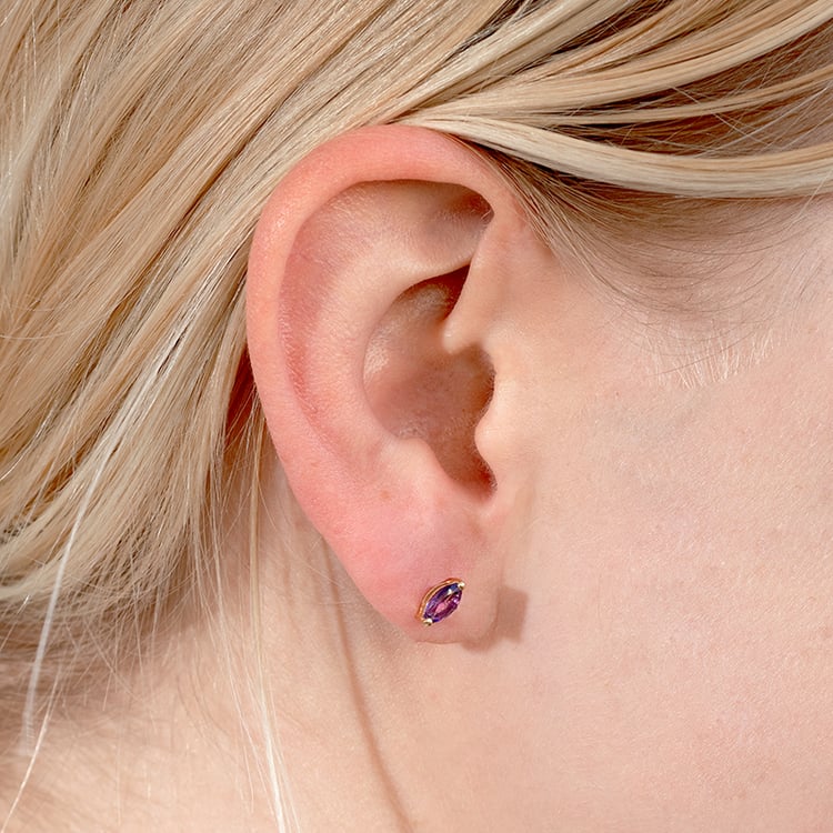 Minimalistische silberne Ohrringe mit Amethysten Andine 132817