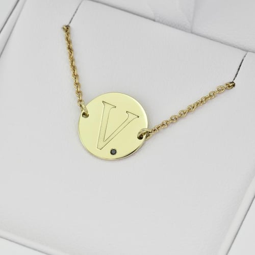 Armband aus Gold mit schwarzen Diamanten und Gravur Dian