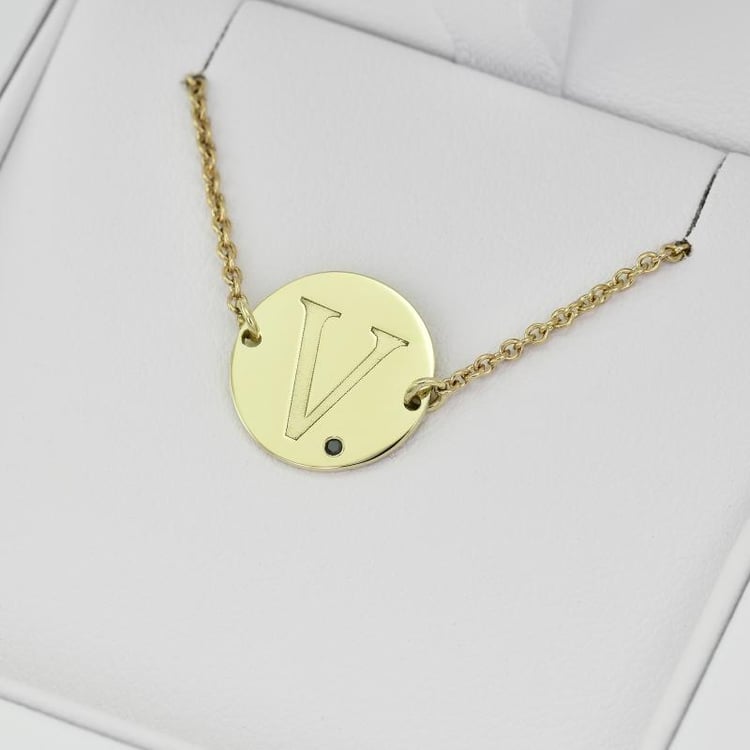 Armband aus Gold mit schwarzen Diamanten und Gravur Dian 22416