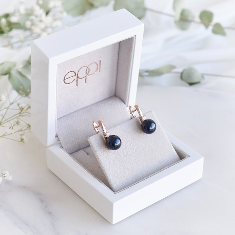 Silberne Ohrringe mit schwarzen Perlen Sarai 87998