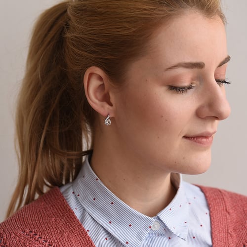 Silberne Ohrringe mit Morganiten und Zirkonia Rina
