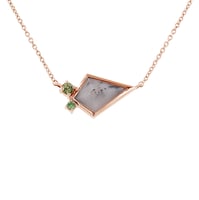 Halskette mit dendritischem Opal, Olivin und Tsavorit Granat Milly