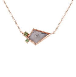 Halskette mit dendritischem Opal, Olivin und Tsavorit Granat Milly