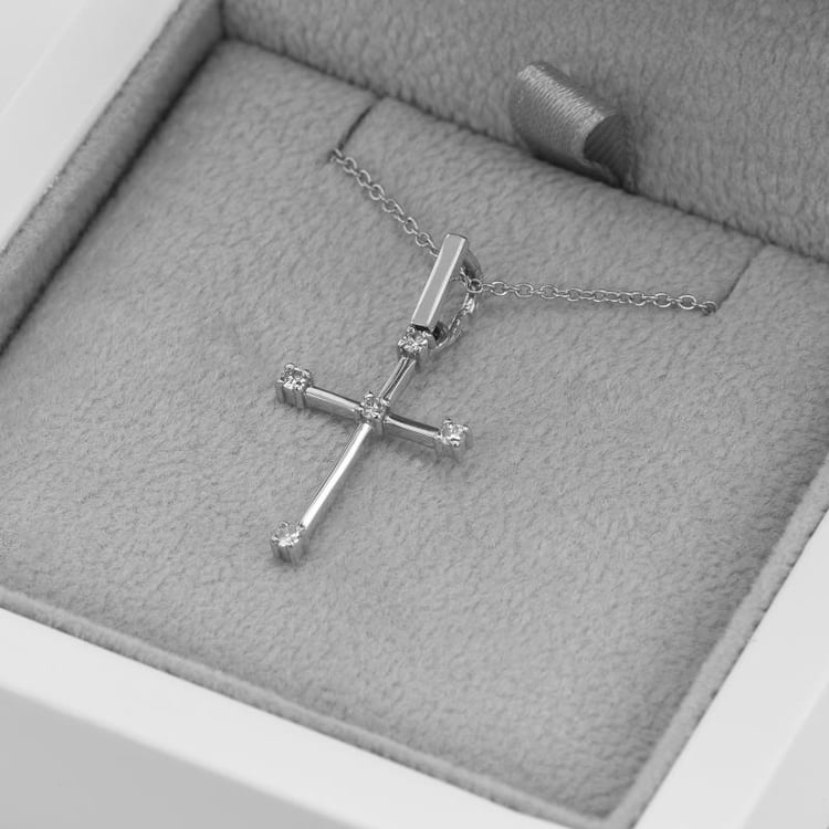 Goldenes Kreuz mit weißen Saphiren Leandro 50024