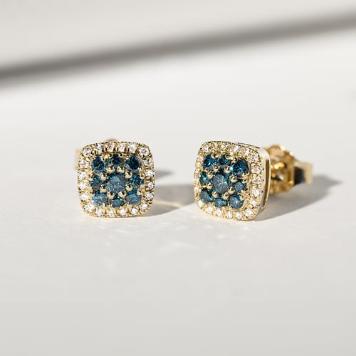 Ohrstecker mit blauen und weißen Diamanten Anya