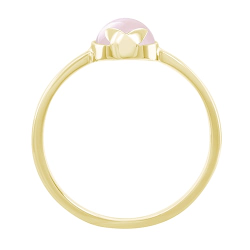 Goldener Ring mit Cabochon-Rosenquarz Yana