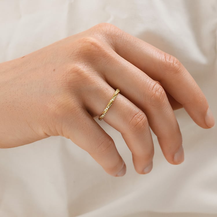 Eheringe mit geflochtenem Ring mit Diamanten und Komfortring Frances 154481