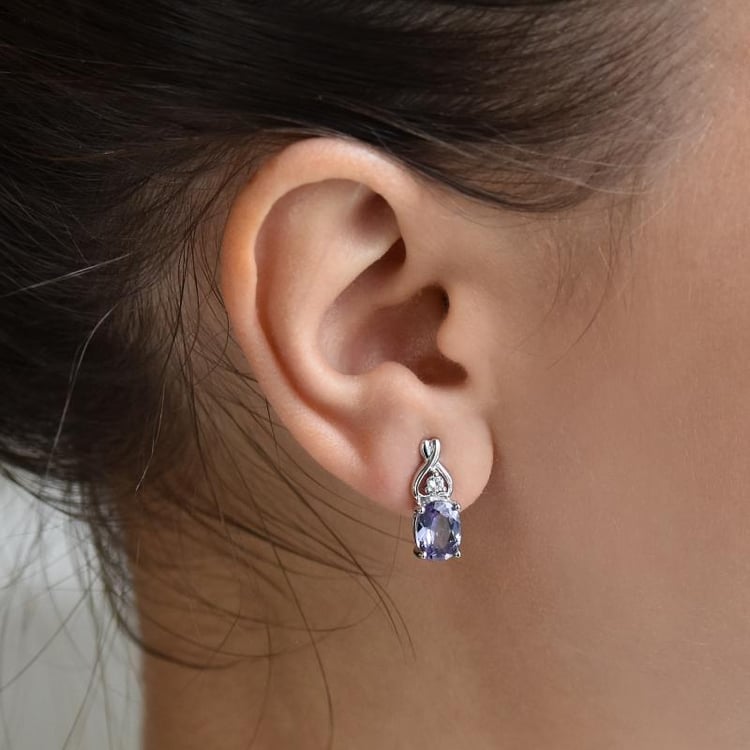 Silberne Ohrringe mit Alexandrit und Zirkonia Orvelle 14284