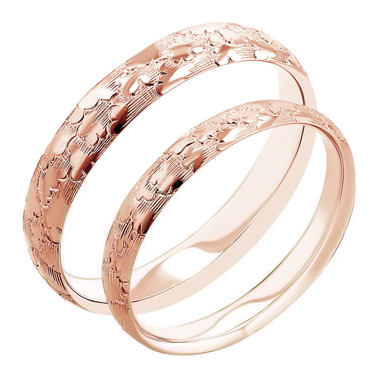 Eheringe mit von Hand gravierten Wolken Clouds