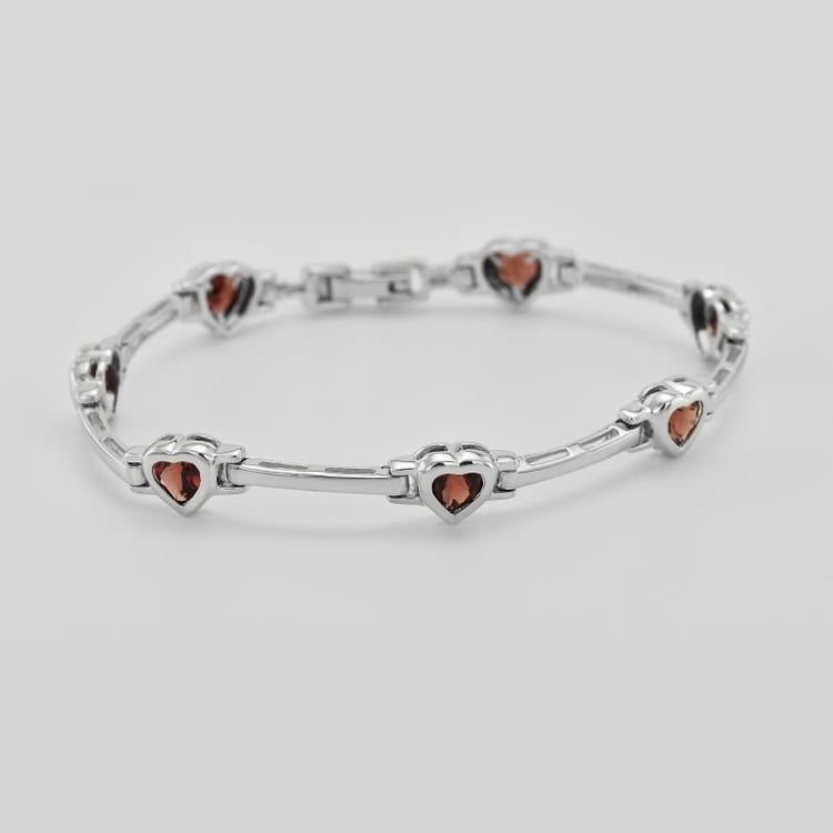 Silber-Armband mit Granatherzen Haxy 10136
