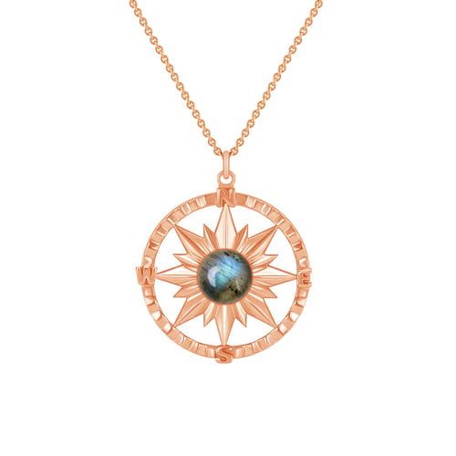 Goldener Kompas mit Cabochon Labradorit Pinto