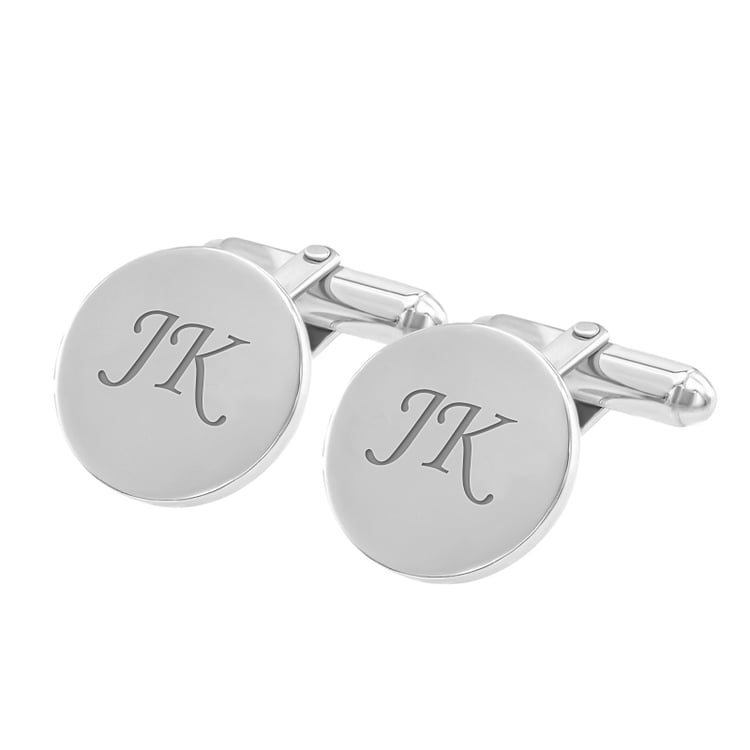 Runde Manschettenknöpfe aus Silber mit Gravur Perrie