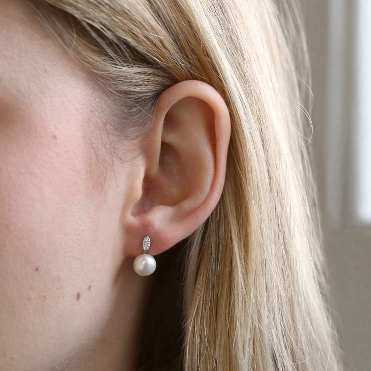 Perlenohrringe aus Gold und mit Diamanten Holis 107003