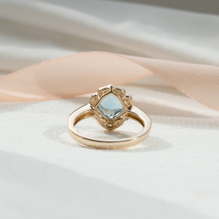 Goldener Vintagering mit blauem Topas und Diamanten Antonella 123840