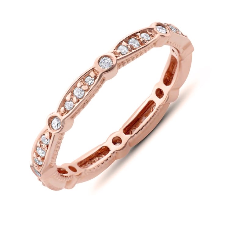 Eheringe aus Eternity-Ring mit Lab Grown Diamanten und einem flachen Ring Benitez 102311