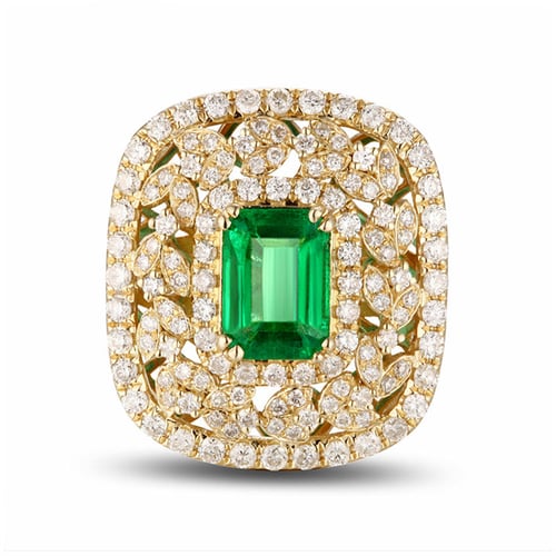 Smaragd im Goldring mit Diamanten Dawix