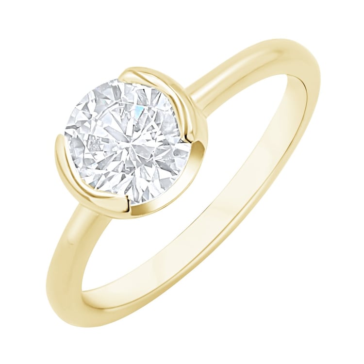 Goldring mit Halblünette natürlichem Diamanten Agrippa