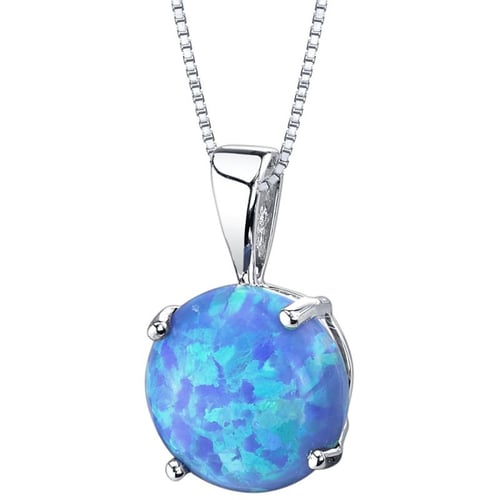 Blauer Opal im goldenen Anhänger Icy