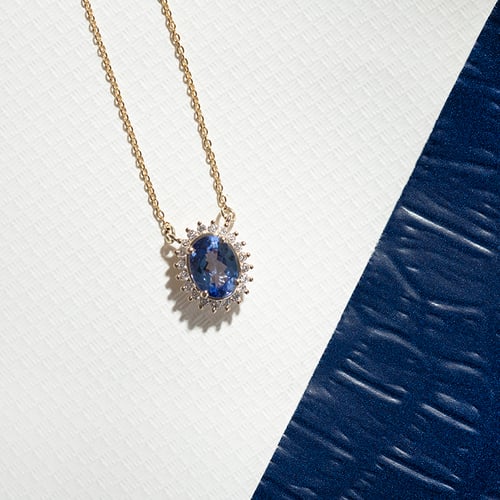 Halskette mit Tansanit und Diamanten Laina