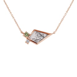 Halskette mit Rutilkristall, Olivin und Diamant Milly