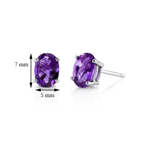 Goldene Ohrringe mit ovalen Amethysten Qati 8064