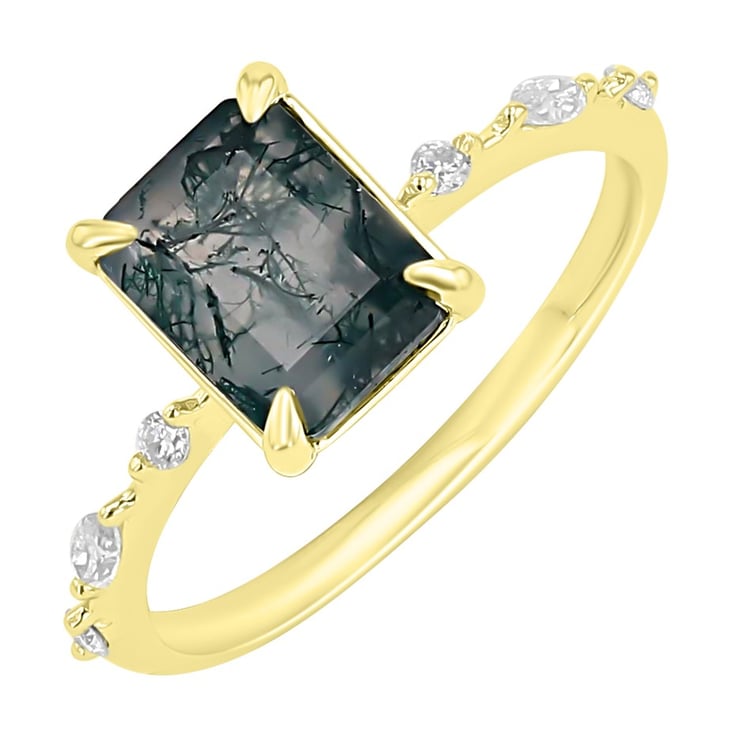 Eleganter Ring mit Moosachat und Moissaniten Tamara 170832
