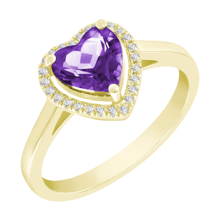 Goldring mit Amethyst in Herzform und Diamanten Connelly 18824