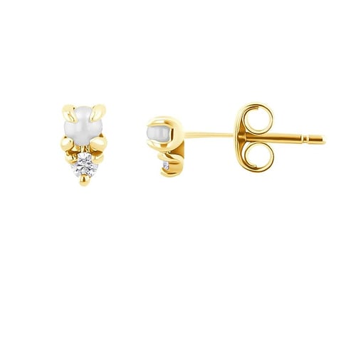 Goldene Ohrstecker mit Perlen und Lab Grown Diamanten Clarice