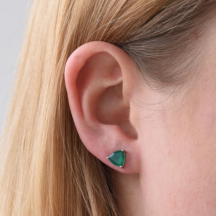 Zarte Ohrringe aus Silber mit grünen Onyxen Nellie 78674