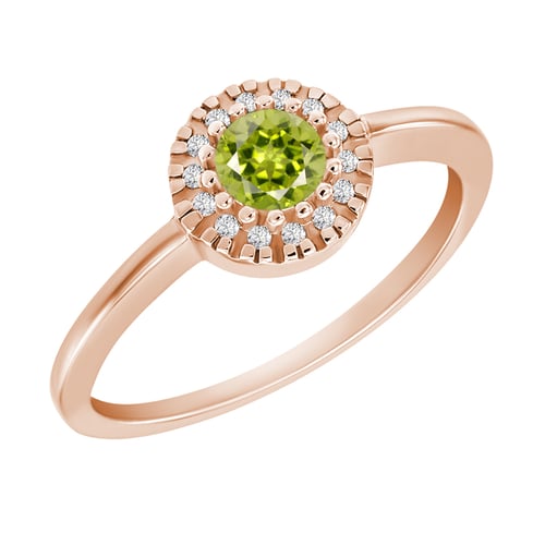 Verlobungsring mit Olivin und Diamanten Tafne