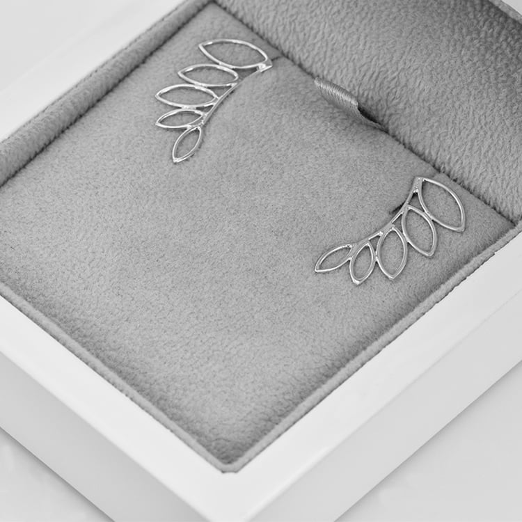 Damenohrringe in Silber mit Blättern in Eppi-Geschenkbox 41834