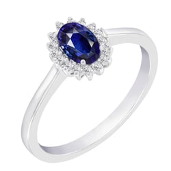 Goldring mit blauem Saphir und Diamanten Clarinda
