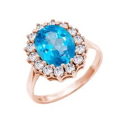 Ring mit blauem Topas und Diamanten Chrys